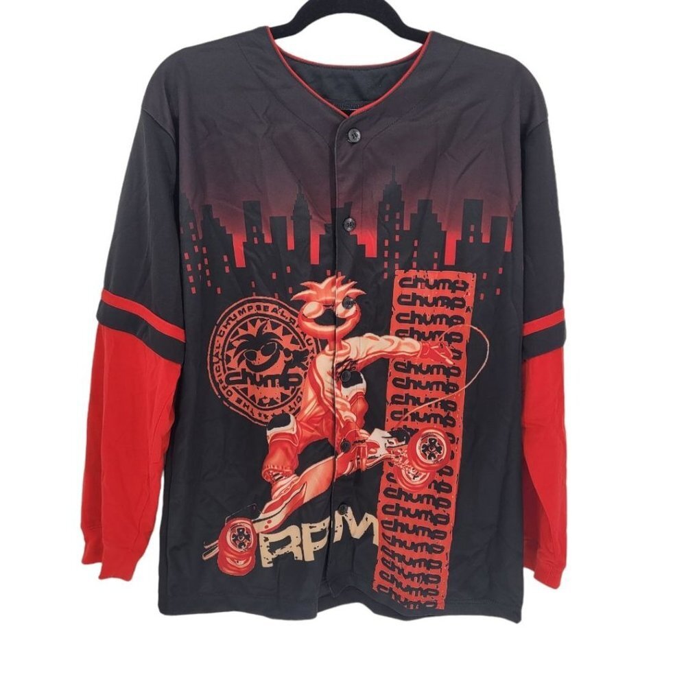 Chump boys 16 18 black red long sleeve button up skateboarding RPM graphic NWT